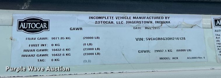 image for item EJ3006 2013 AutoCar Xpeditor refuse truck