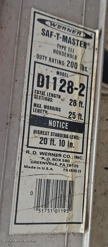 image for item EK2183 Werner  25' extension ladder 