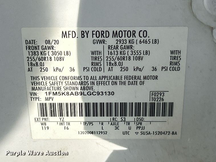 image for item EK3320 2020 Ford Explorer  Police Interceptor SUV 