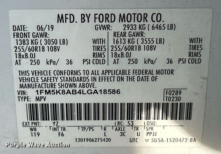 image for item EK3321 2020 Ford Explorer  Police Interceptor SUV