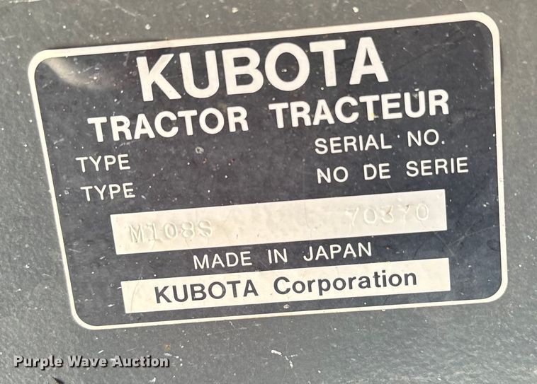 image for item NQ9782 Kubota M108S MFWD tractor