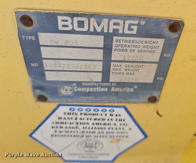 image for item NX9098 Bomag BW205 double drum vibratory roller