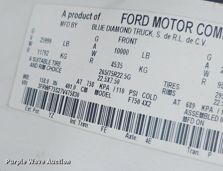 image for item NX9168 2007 Ford F750 Super Duty utility / service truck