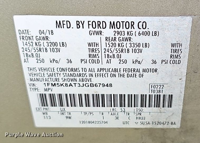 image for item NX9184 2018 Ford Explorer Police Interceptor SUV