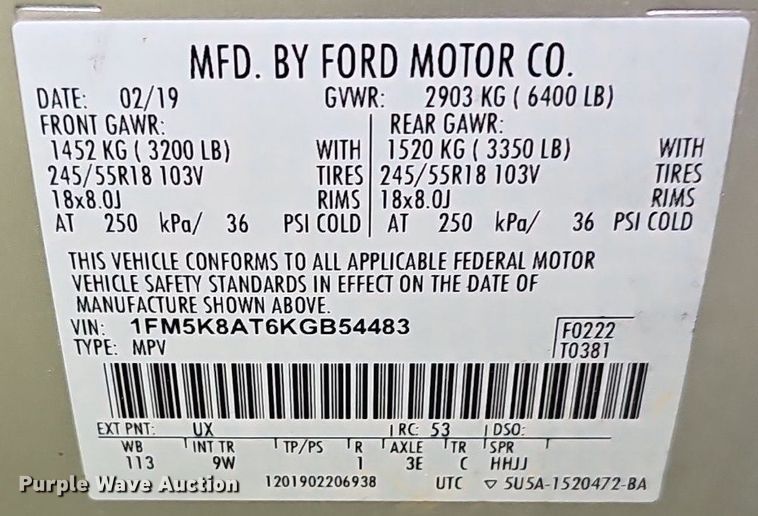 image for item NX9189 2019 Ford  Explorer Police Interceptor   SUV