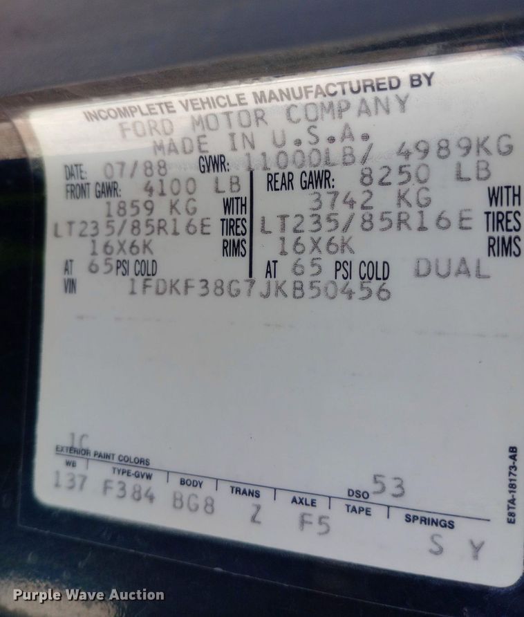 image for item NY9527 1988 Ford F350 Custom rescue vehicle