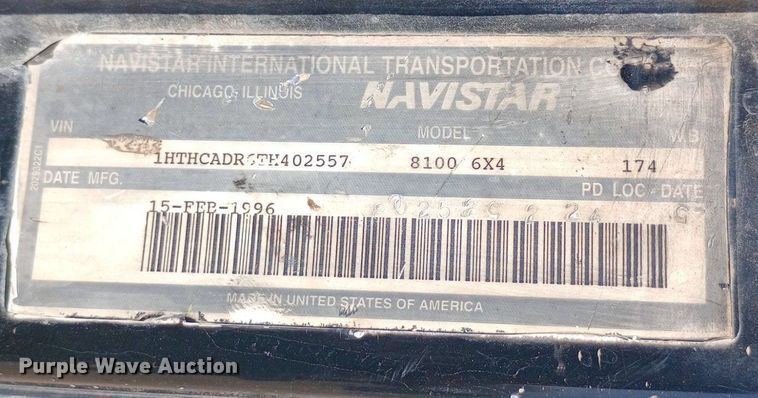 image for item NY9530 1996 International  8100 dump truck