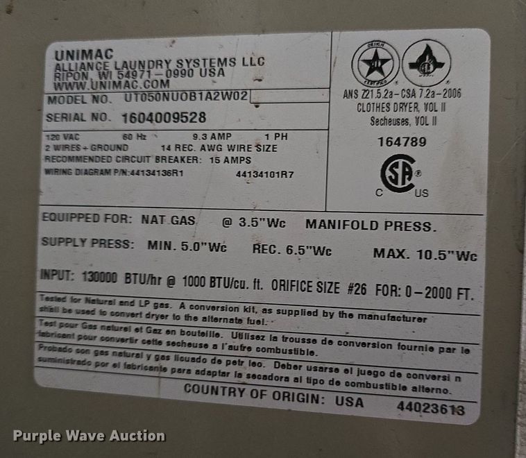 image for item OH9761 Unimac appliances