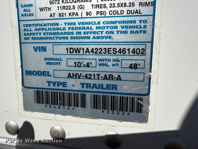 image for item DG4471 2014 Stoughton  AHV-421T-AR-A grain trailer