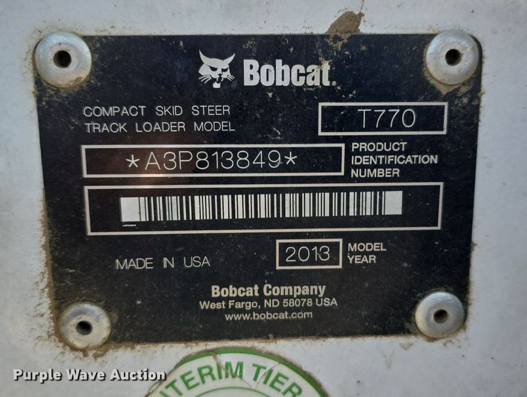 image for item DS4820 2013 Bobcat T770 tracked skid steer loader
