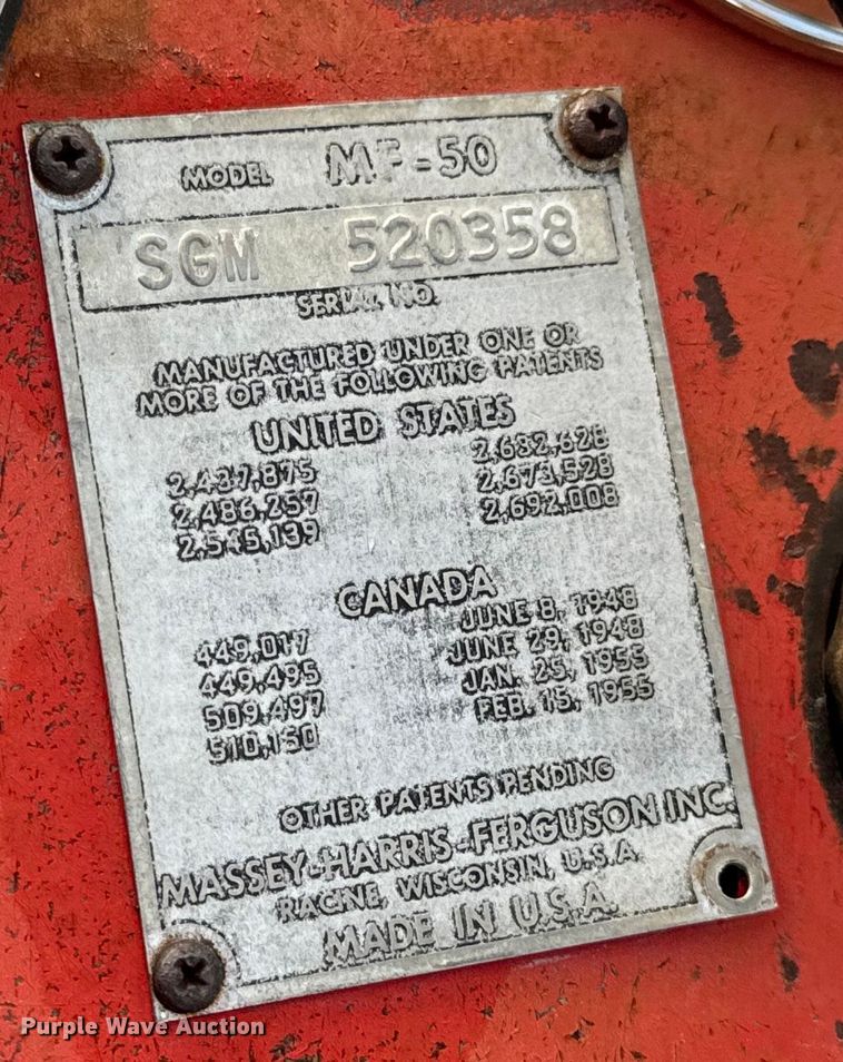 image for item EH7015 1958 Massey-Ferguson 50 tractor