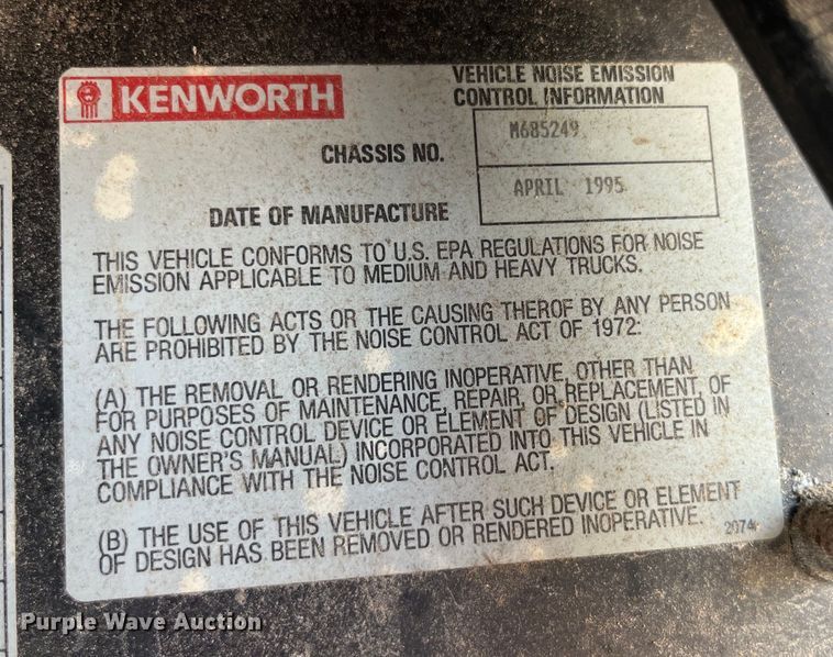 image for item EK8989 1995 Kenworth fertilizer delivery truck