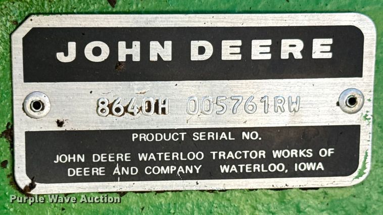image for item MV9092 1981 John Deere  8640 4WD tractor
