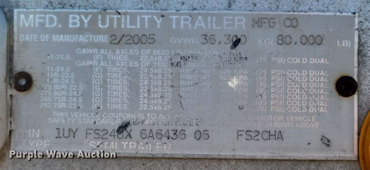 image for item DN3503 2006 Utility FS2CHA flatbed trailer