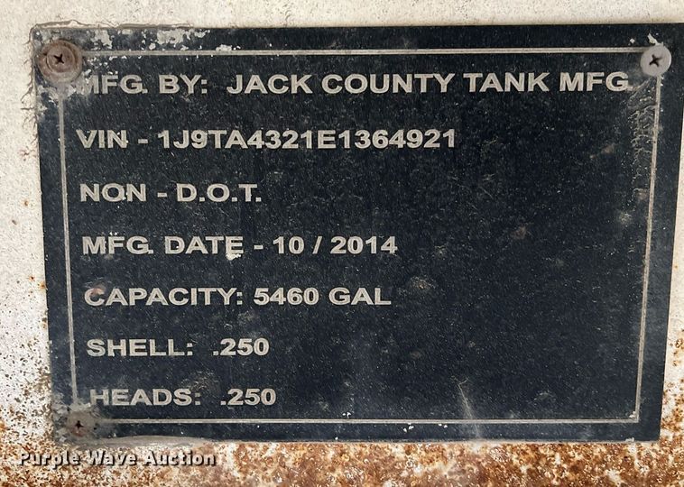 image for item DO2493 2015 Jack County Tank vacuum trailer