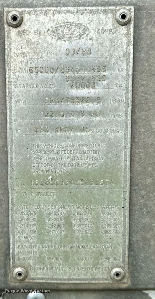 image for item DV5874 1998 Strick  dry van trailer