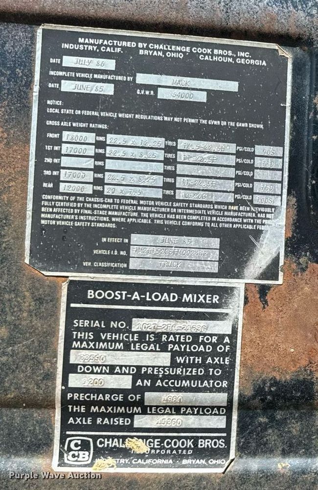 image for item EE7565 1987 Mack ready mix truck