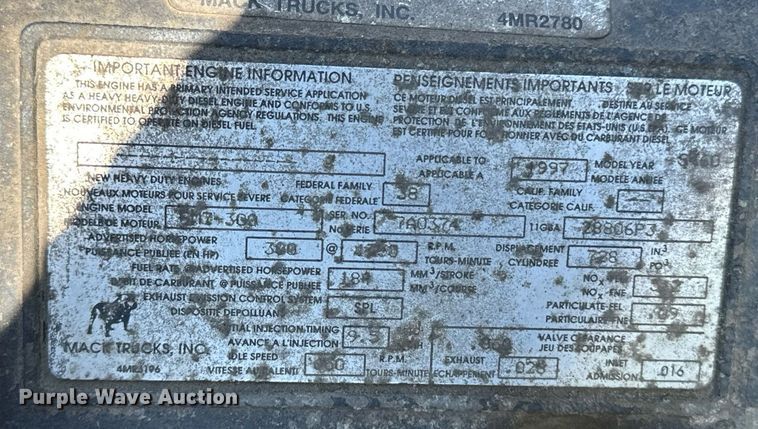 image for item EE7566 1997 Mack ready mix truck