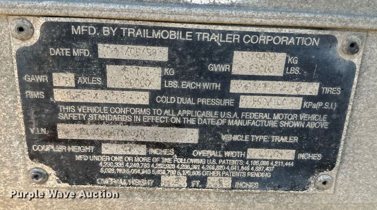 image for item EE7569 1999 Trailmobile dry van trailer