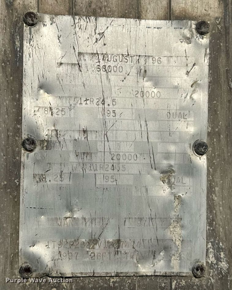 image for item EE7635 1997 Travis end dump trailer