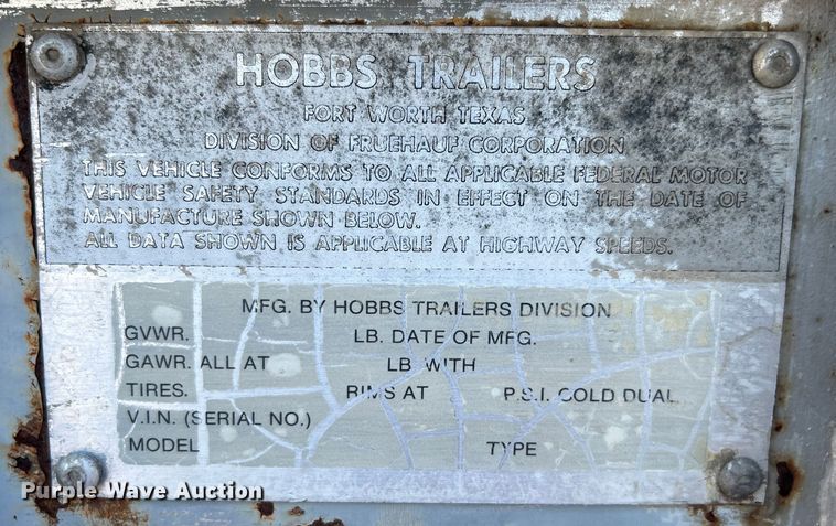 image for item EG0985 1982 Hobbs Trailers dry van trailer