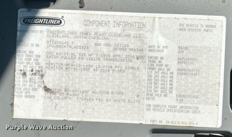 image for item EG1028 2009 Freightliner  Century Class semi truck