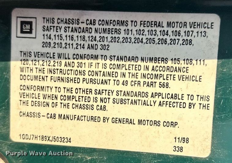 image for item EJ7245 1999 GMC C6500 refuse truck