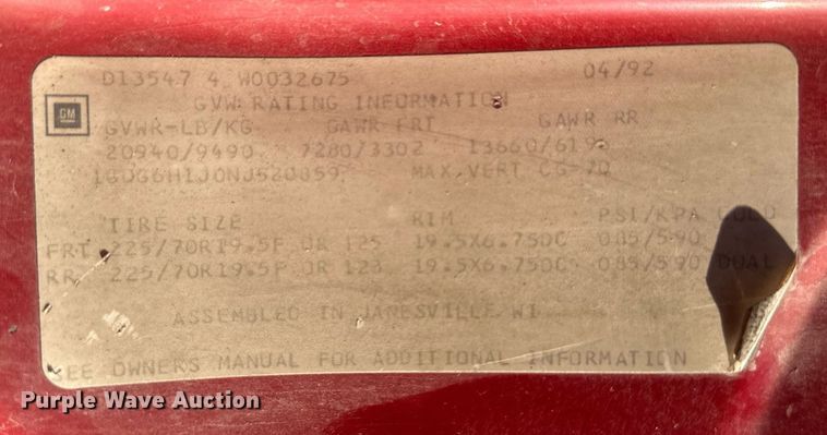 image for item EJ7246 1992 GMC  Topkick C6500 rollback truck