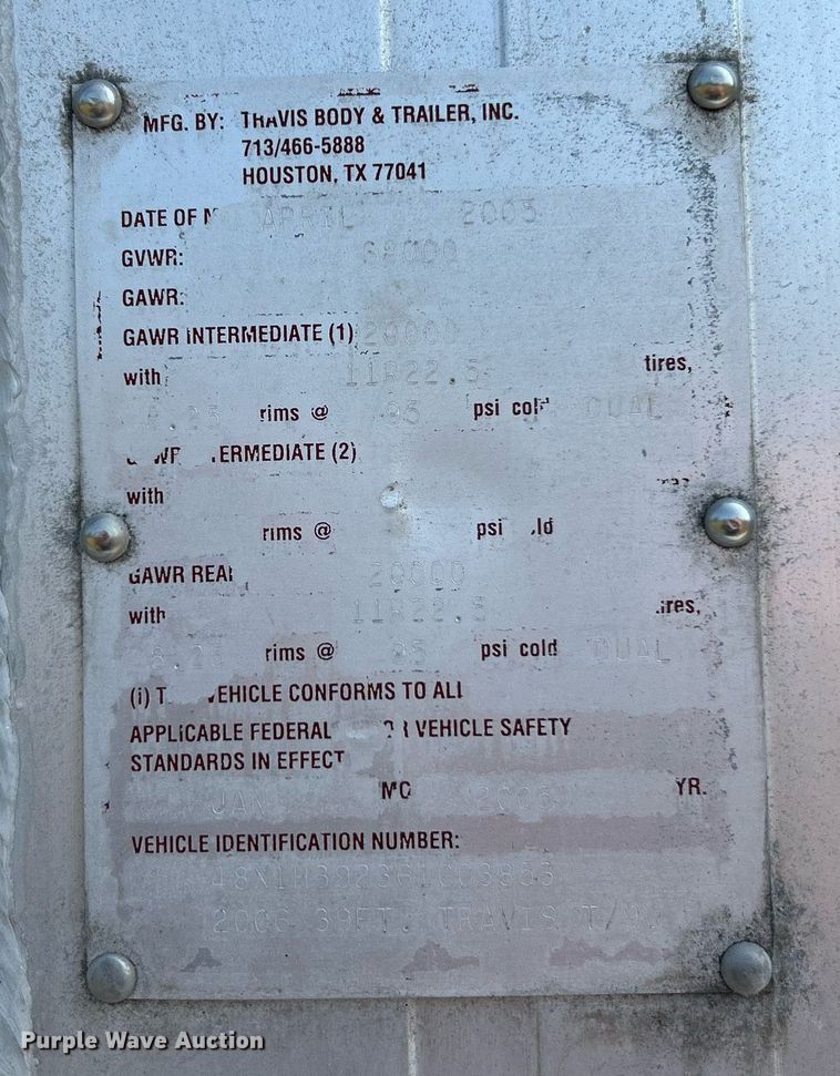 image for item EK3294 2006 Travis T/90 end dump trailer