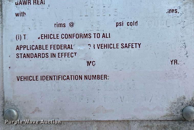 image for item EK3294 2006 Travis T/90 end dump trailer