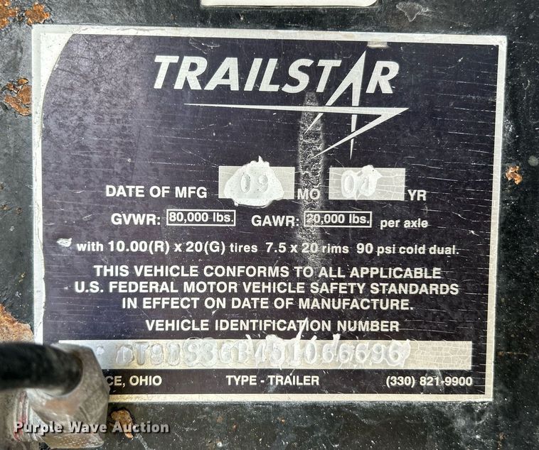 image for item EK3295 2005 Trailstar end dump trailer