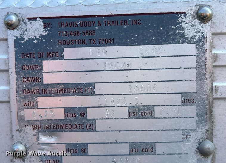 image for item EK3297 2008 Travis end dump trailer