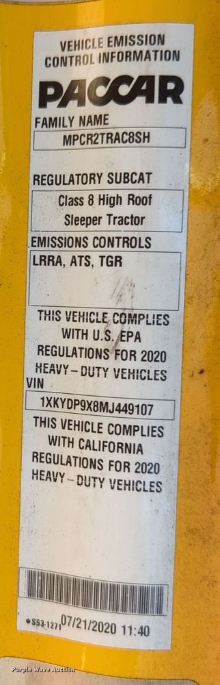 image for item EQ2168 2021 Kenworth  T680 semi truck