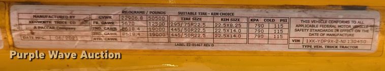 image for item EQ2171 2022 Kenworth  T680 semi truck