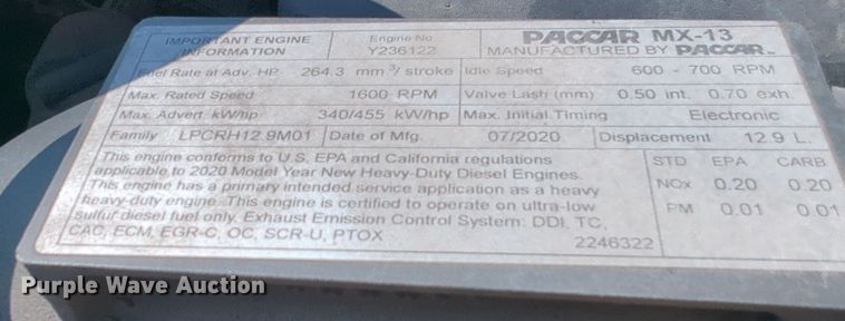 image for item EQ2174 2021 Kenworth  T680 semi truck