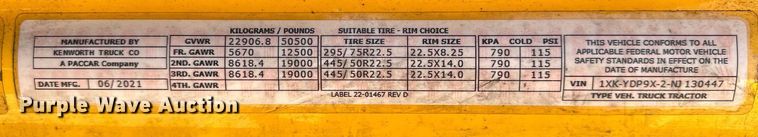 image for item EQ2175 2022 Kenworth  T680 semi truck