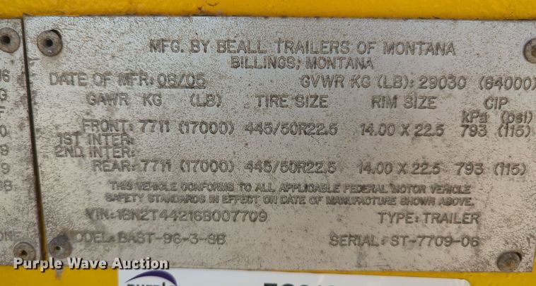 image for item EQ2181 2006 Beall BAST-96-3-SB tank trailer