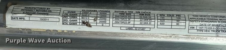 image for item IE9061 2012 Peterbilt 367 semi truck