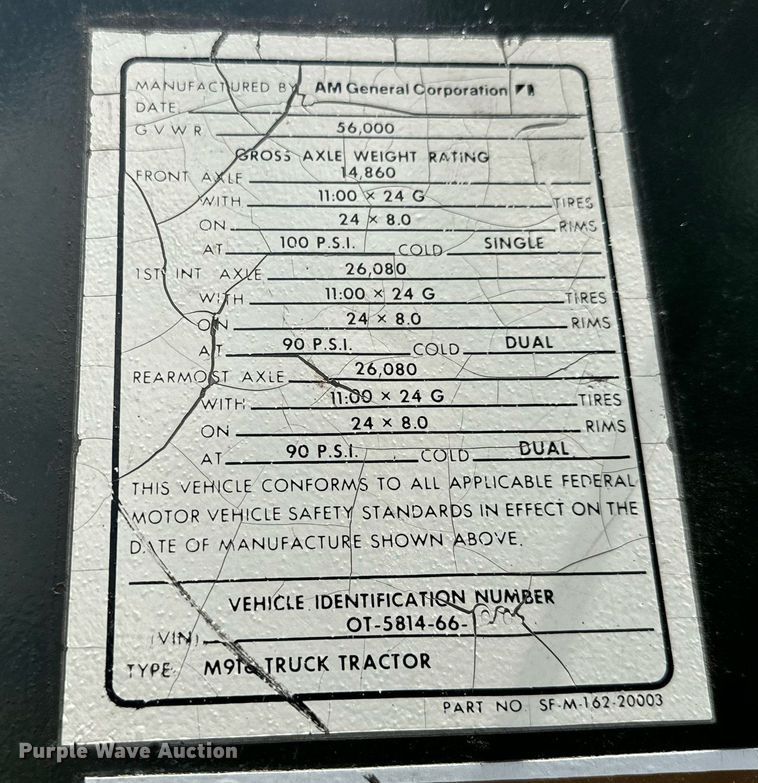 image for item LG9030 1980 AM General M916 winch truck