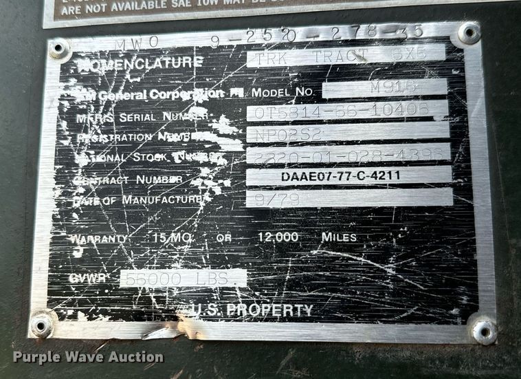 image for item LG9030 1980 AM General M916 winch truck