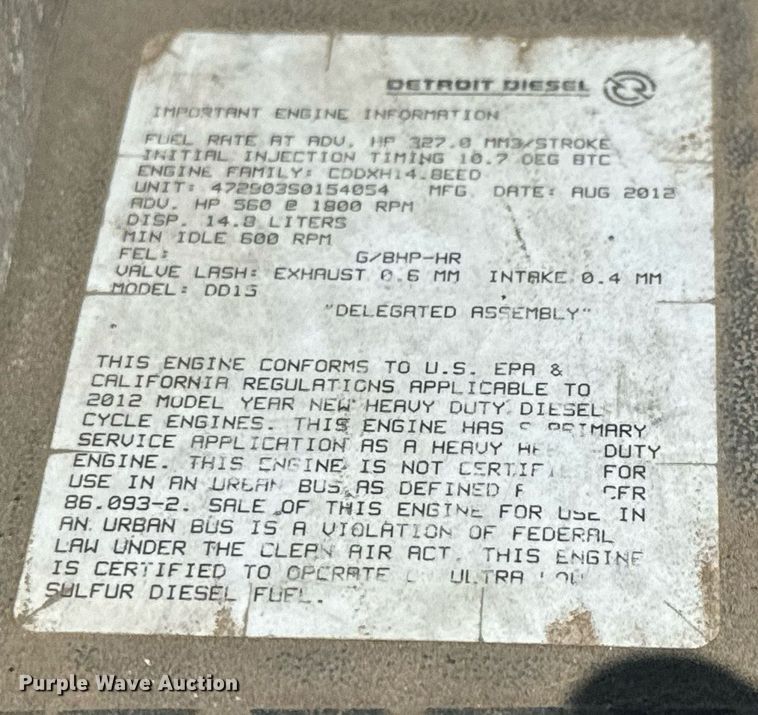 image for item MV9123 2013 Freightliner Cascadia semi truck