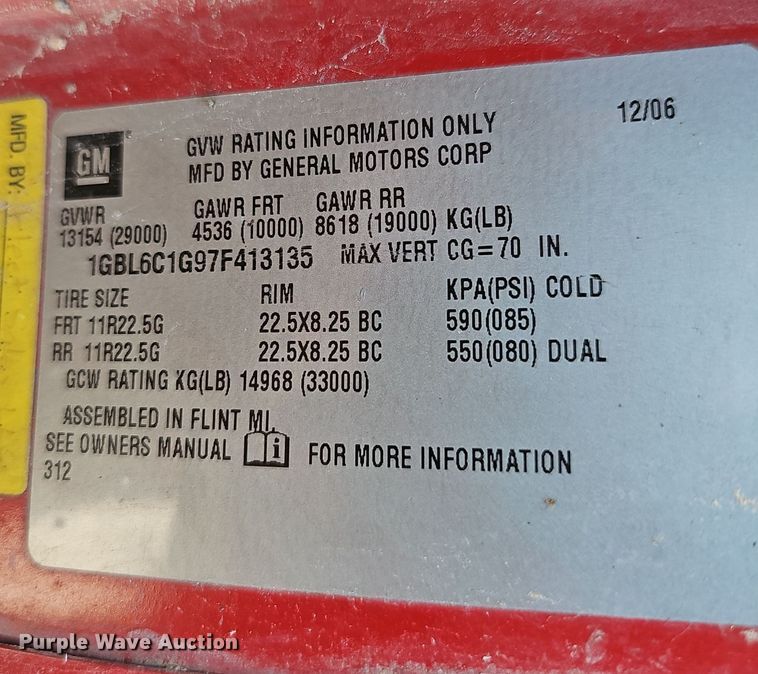 image for item NX9204 2007 Chevrolet C6500 dump flatbed truck