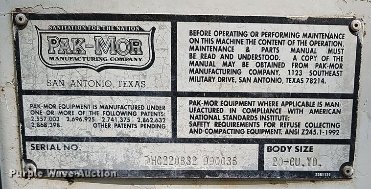 image for item NX9209 2011 Freightliner M2 refuse truck