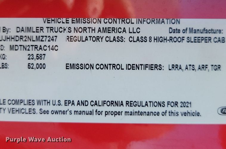 image for item OD9565 2022 Freightliner  Cascadia  semi truck