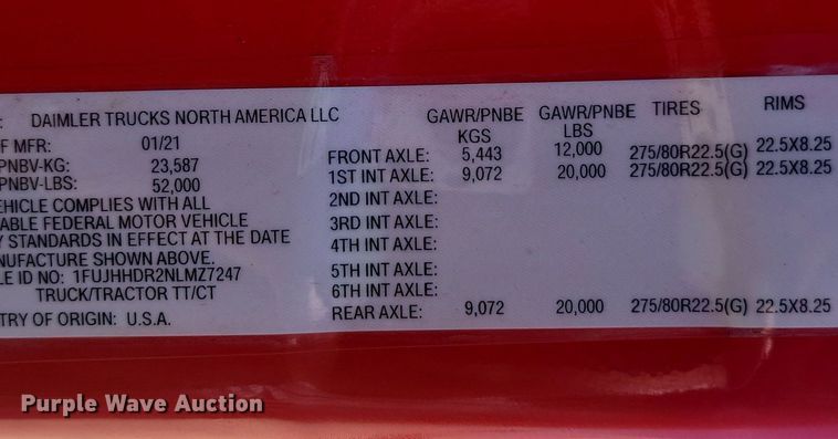 image for item OD9565 2022 Freightliner  Cascadia  semi truck