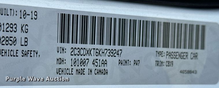 image for item DH1264 2019 Dodge  Charger Police 