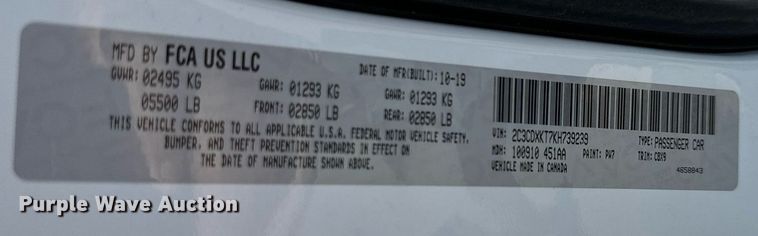 image for item DH1265 2019 Dodge  Charger Police 