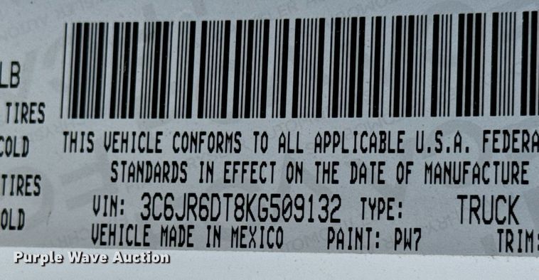 image for item DH1267 2019 Dodge Ram 1500 pickup truck