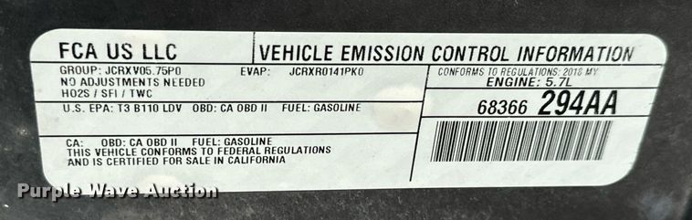 image for item DH1274 2018 Dodge Charger Police 