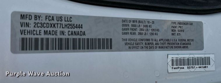 image for item DH1275 2020 Dodge  Charger Police 